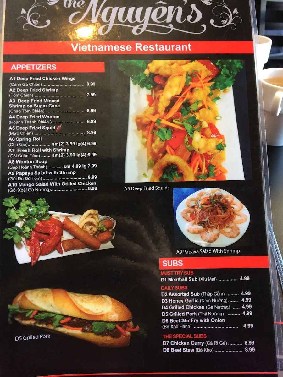 Menu, The Nguyen's Vietnamese Family Restaurant