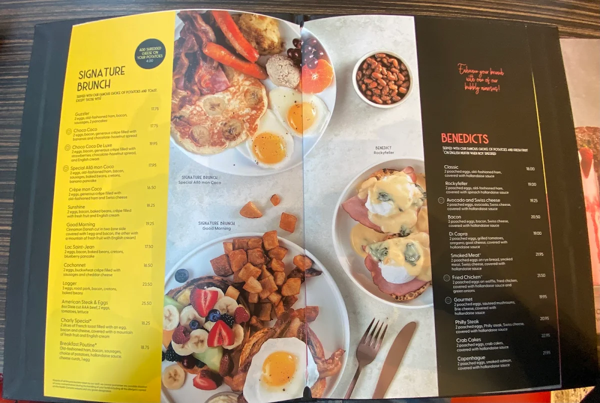Menu, Allô mon Coco Vieux Montréal