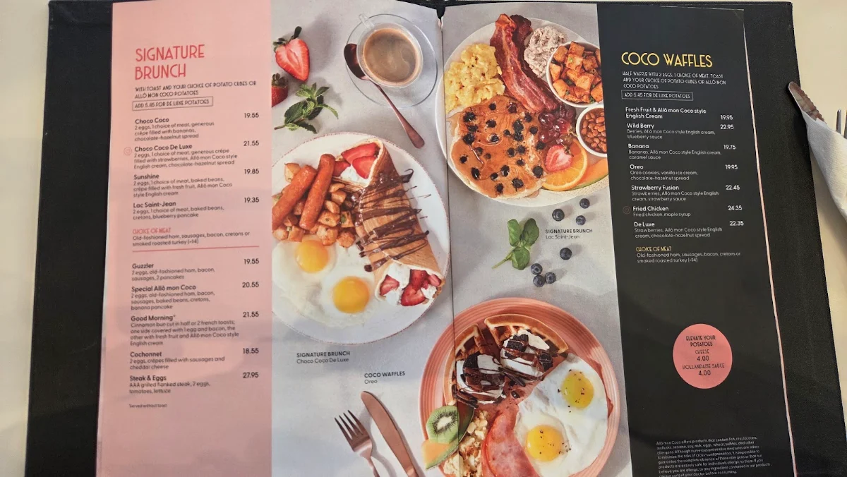 Menu, Allô mon Coco Vieux Montréal