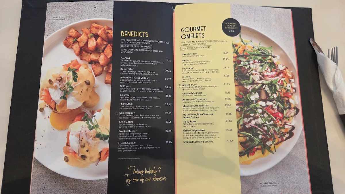 Menu, Allô mon Coco Vieux Montréal