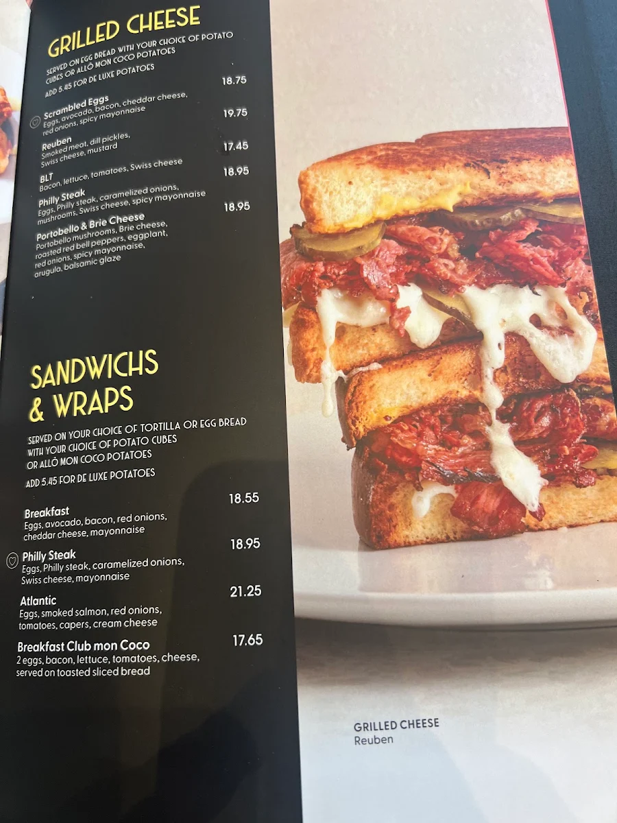 Menu, Allô mon Coco Vieux Montréal