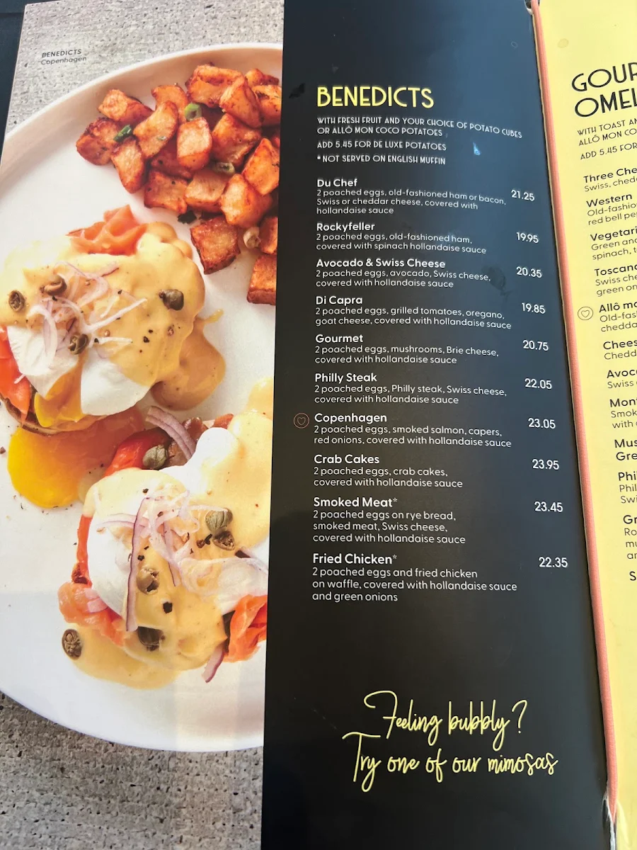 Menu, Allô mon Coco Vieux Montréal