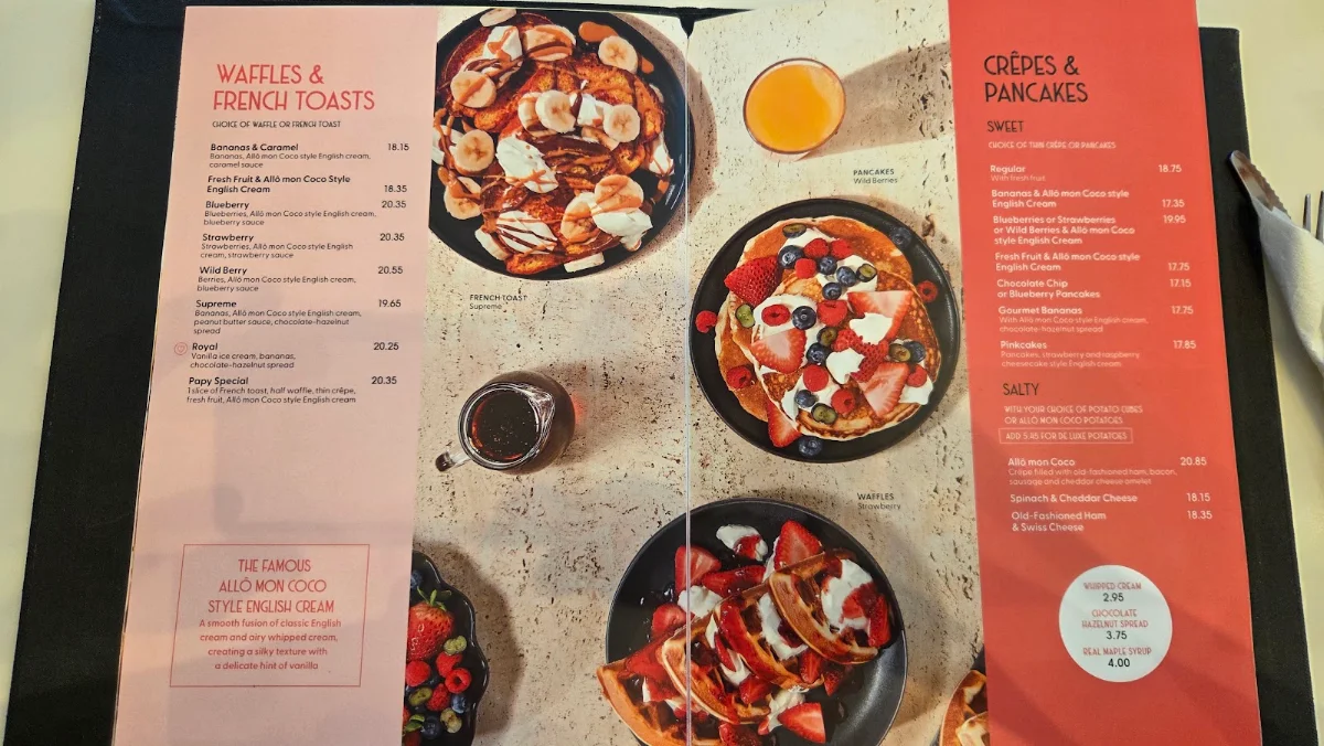 Menu, Allô mon Coco Vieux Montréal
