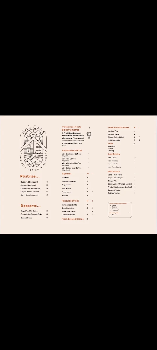 Menu, Nhà Specialty Coffee & Kitchen