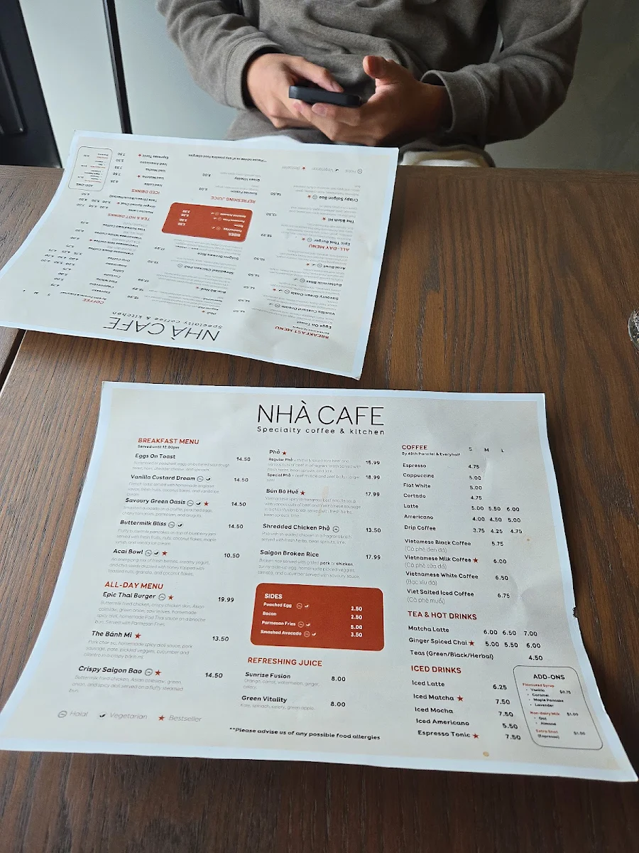 Menu, Nhà Specialty Coffee & Kitchen