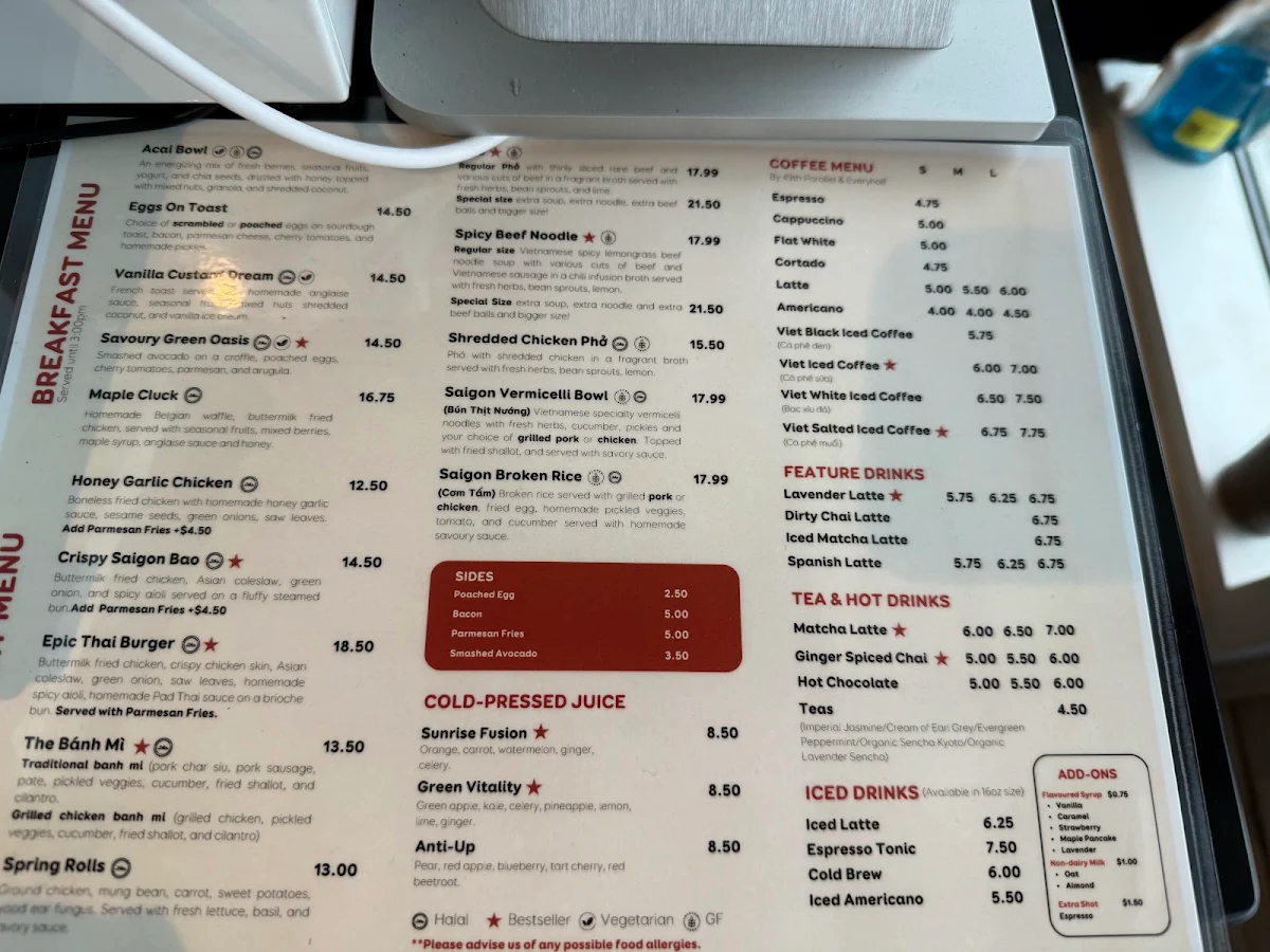 Menu, Nhà Specialty Coffee & Kitchen