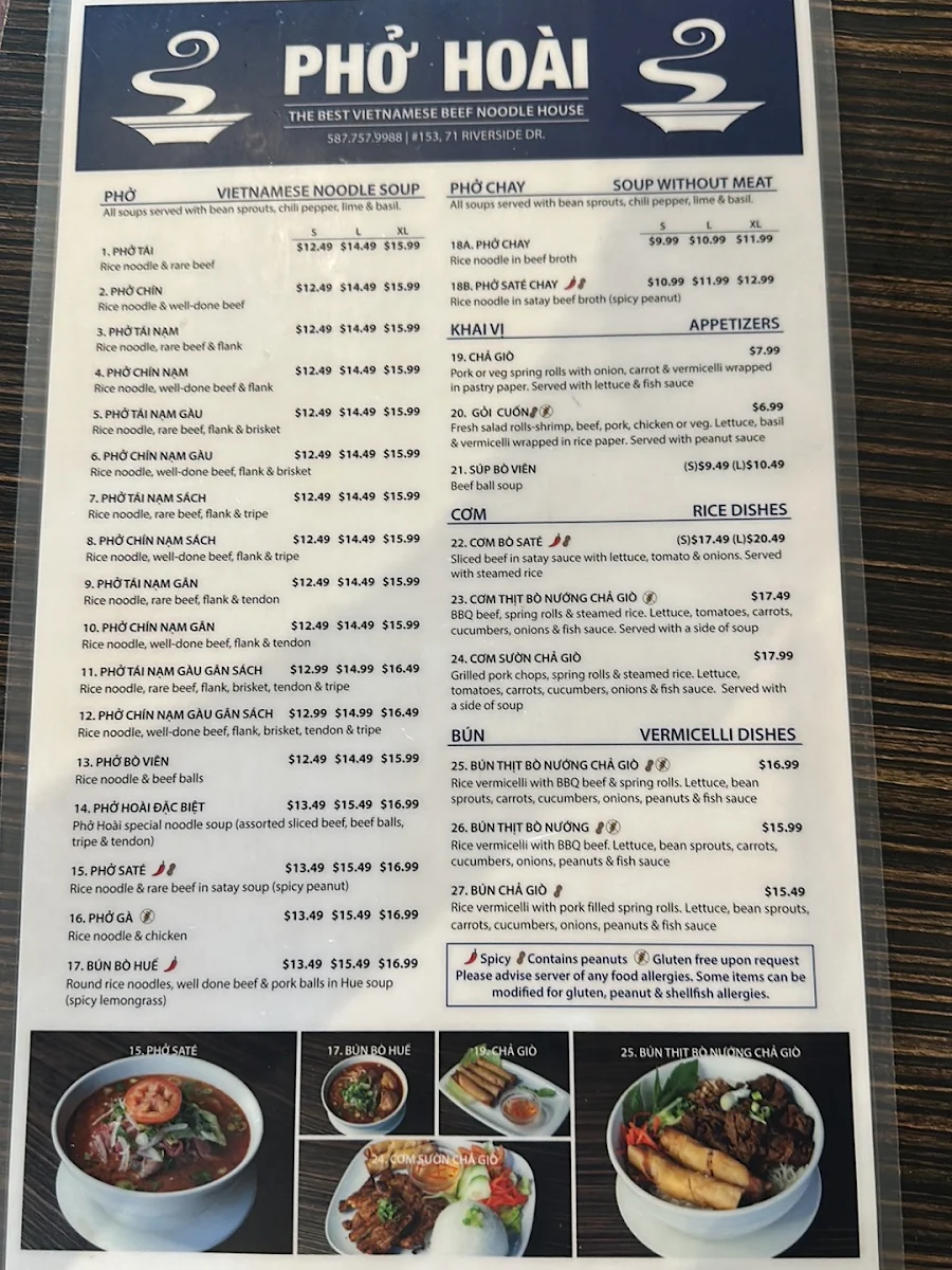 Menu, Pho Hoai Vietnamese Beef House Okotoks