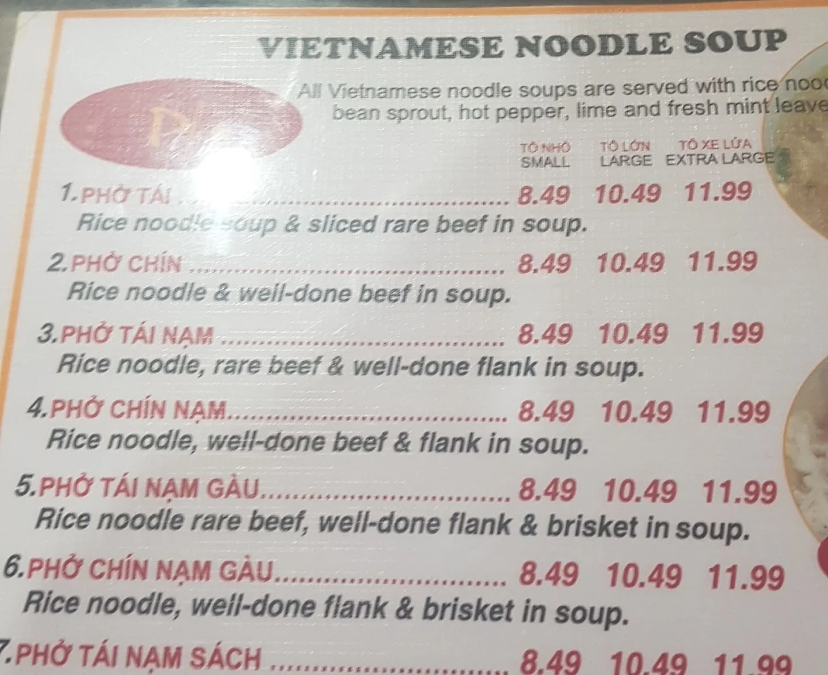 Menu, Pho Hoai Vietnamese Beef House Okotoks