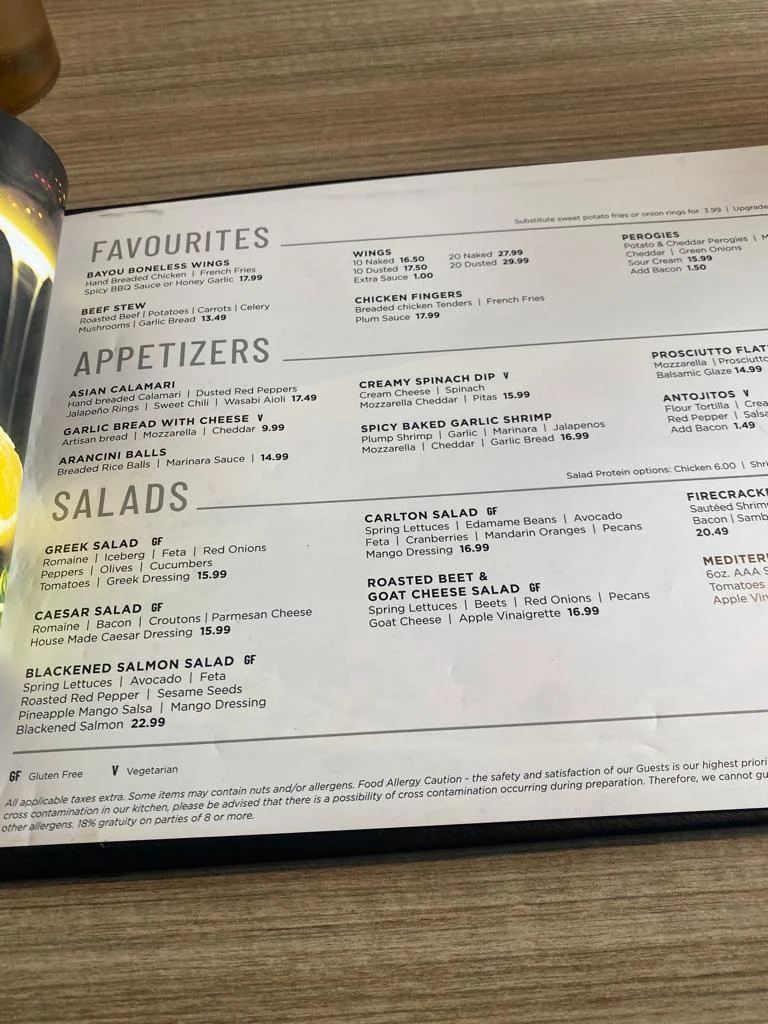 Menu, Jose’s Bar and Grill Leamington