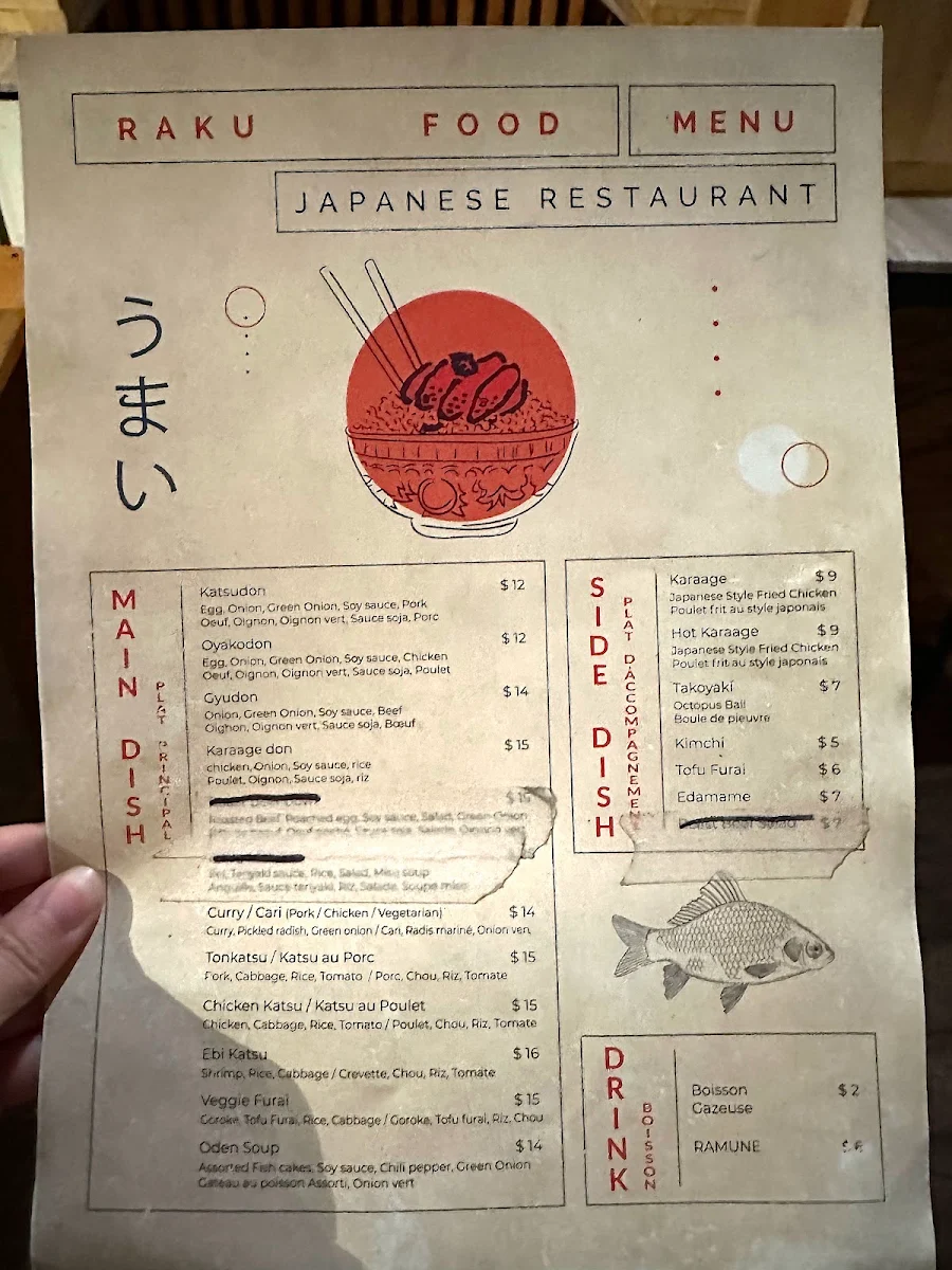 Menu, RAKU