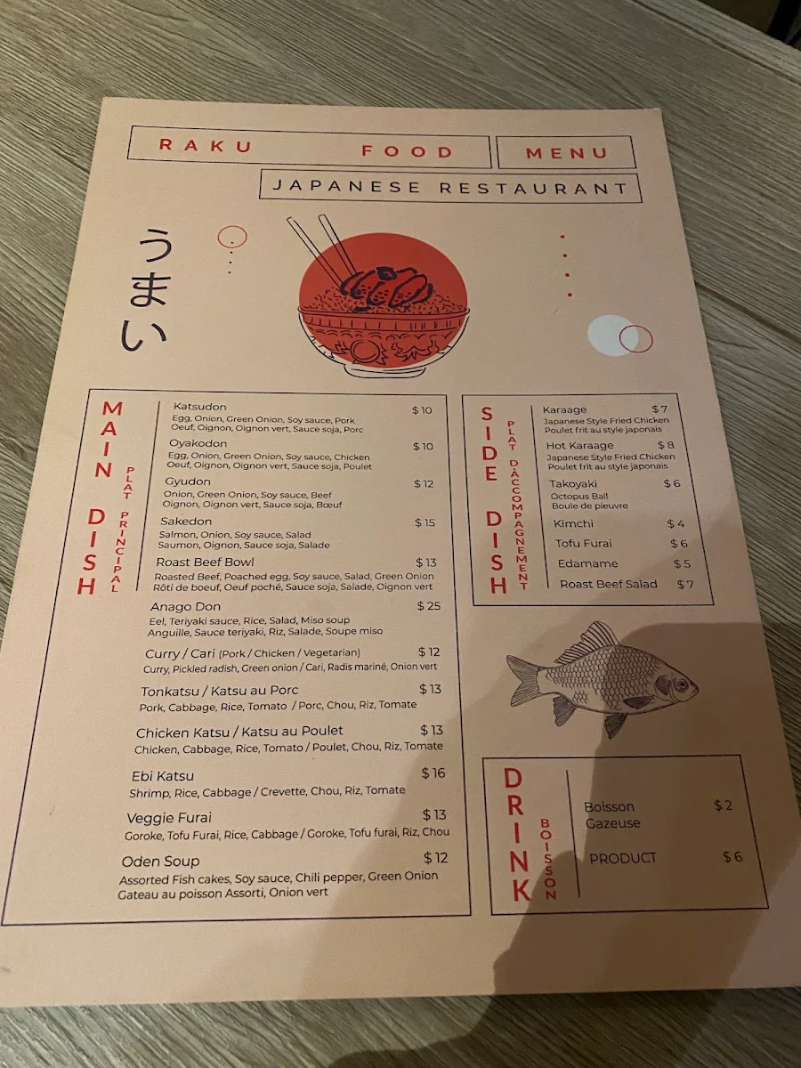 Menu, RAKU