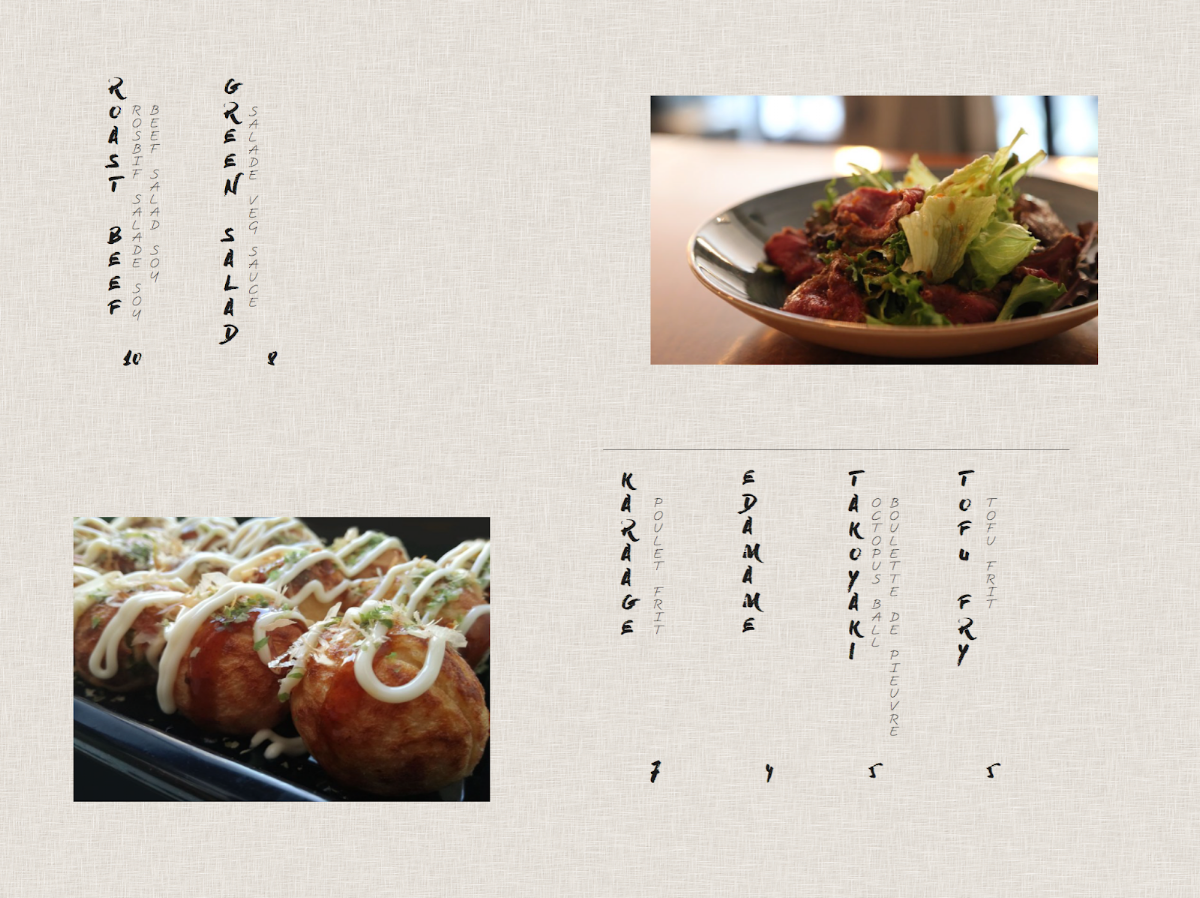 Menu, RAKU