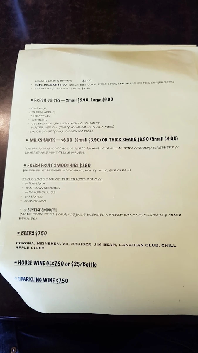 Menu, Coffee Home Cafe Seaford
