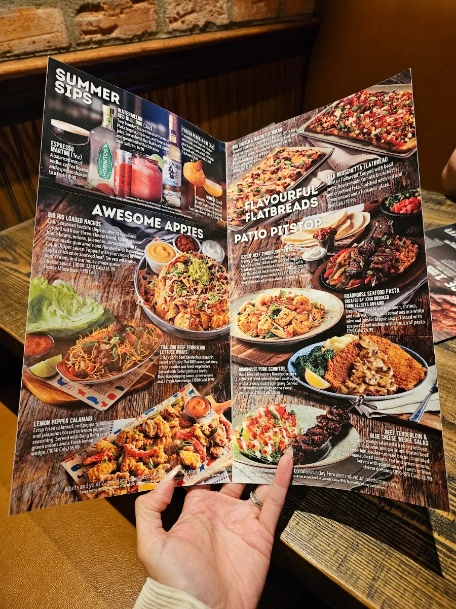 Menu, Kelseys Original Roadhouse