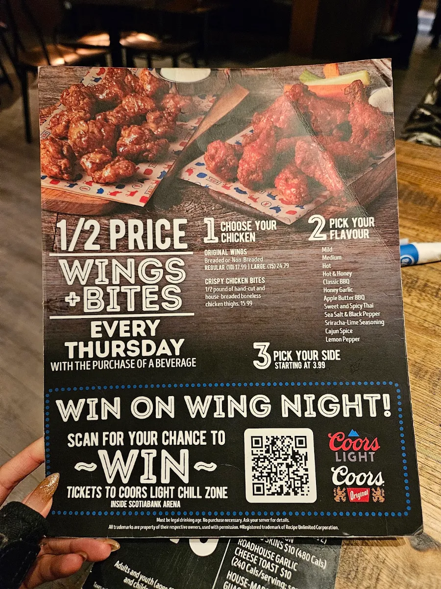 Menu, Kelseys Original Roadhouse