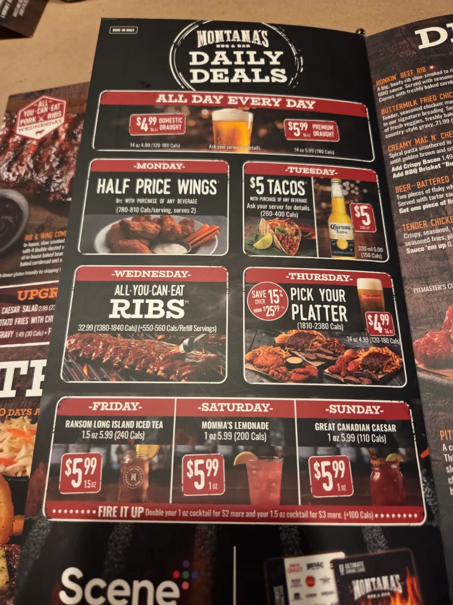 Menu, Kelseys Original Roadhouse
