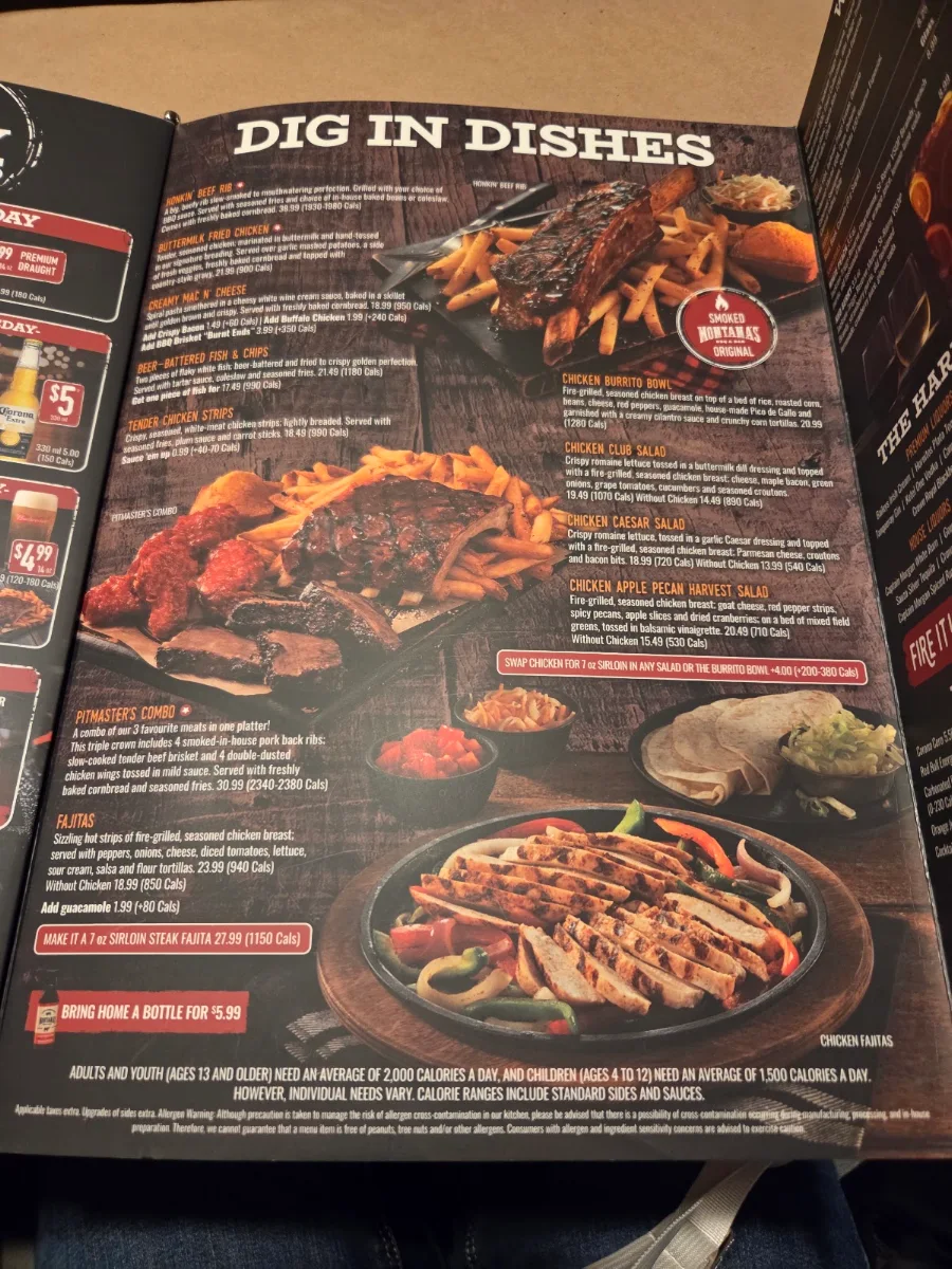 Menu, Kelseys Original Roadhouse