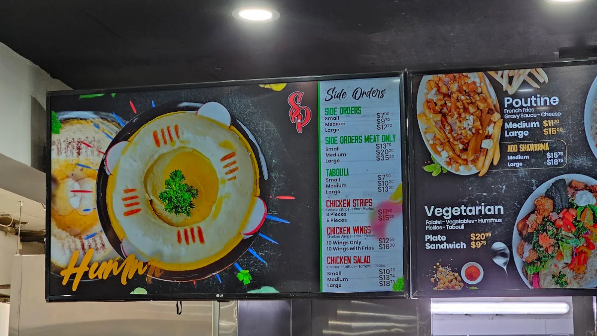 Menu, Shawarma Palace
