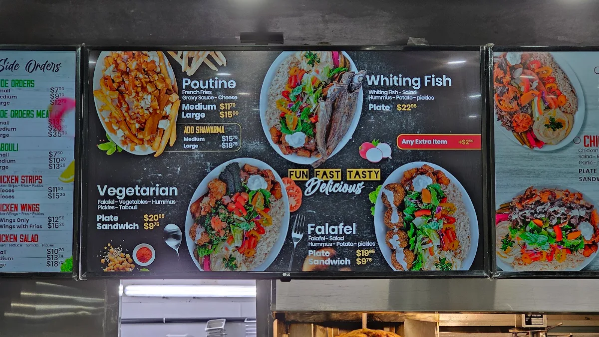 Menu, Shawarma Palace