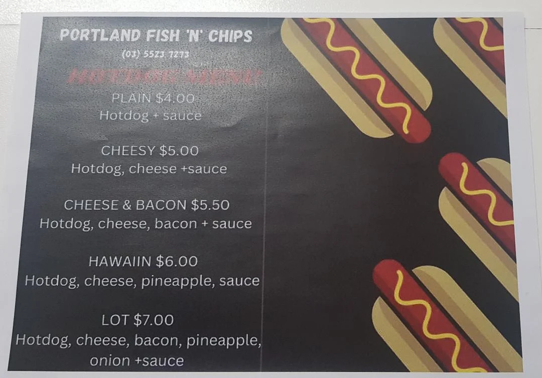Menu, Portland Fish N Chips