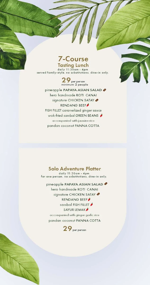 Menu, Banana Leaf on Robson