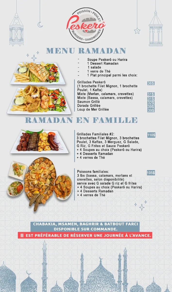 Menu, Restaurant Peskerô