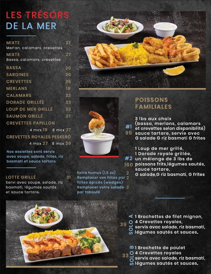 Menu, Restaurant Peskerô
