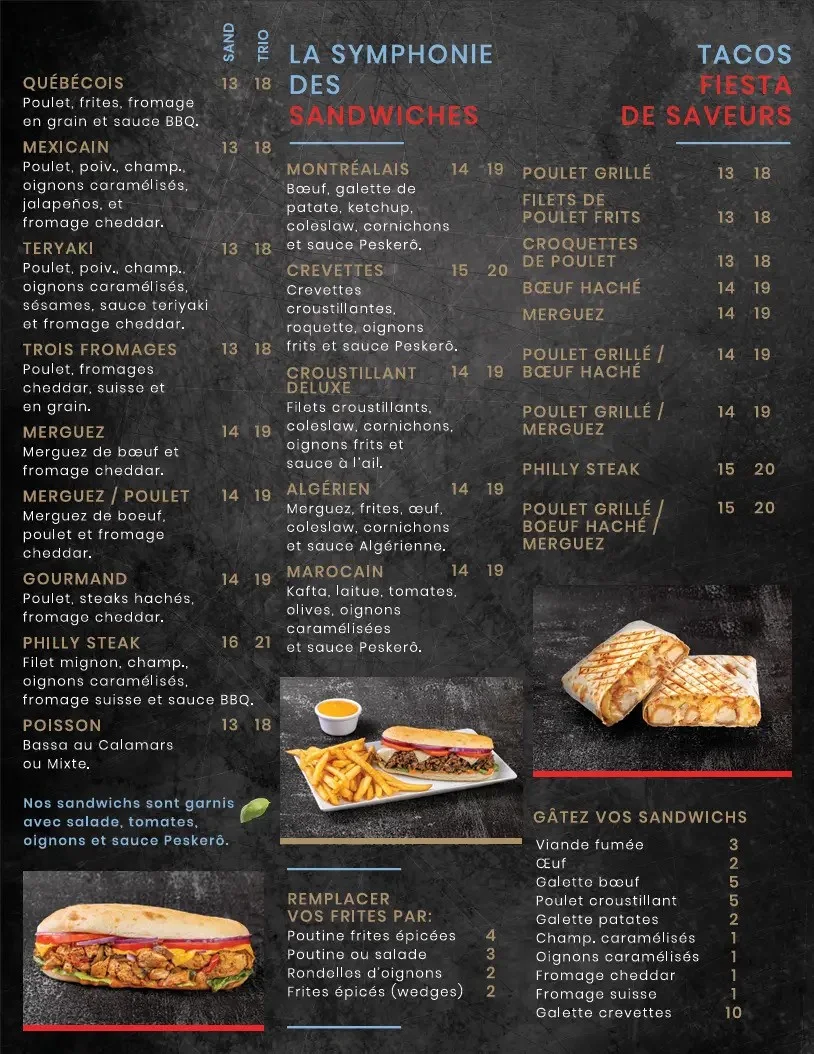 Menu, Restaurant Peskerô