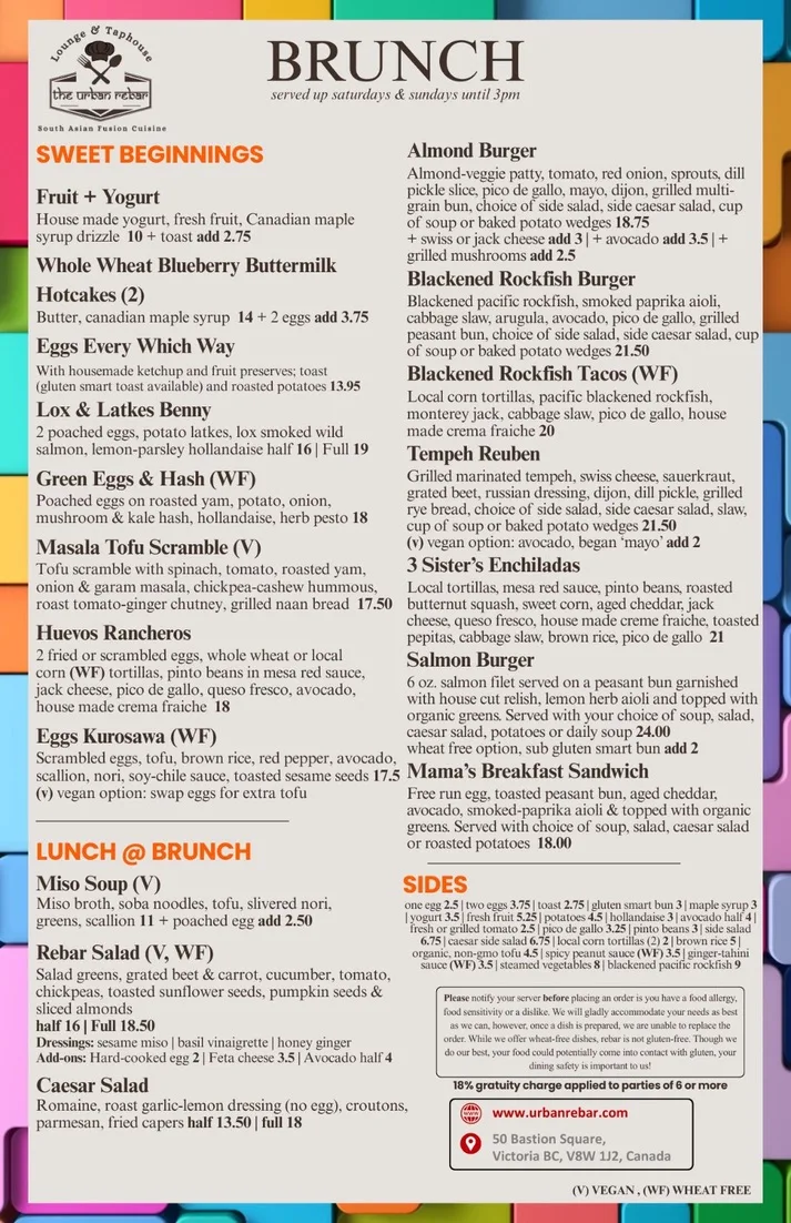 Menu, Urban Rebar