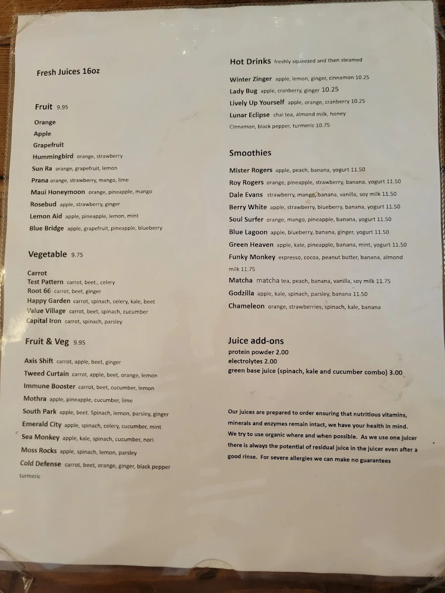 Menu, Urban Rebar