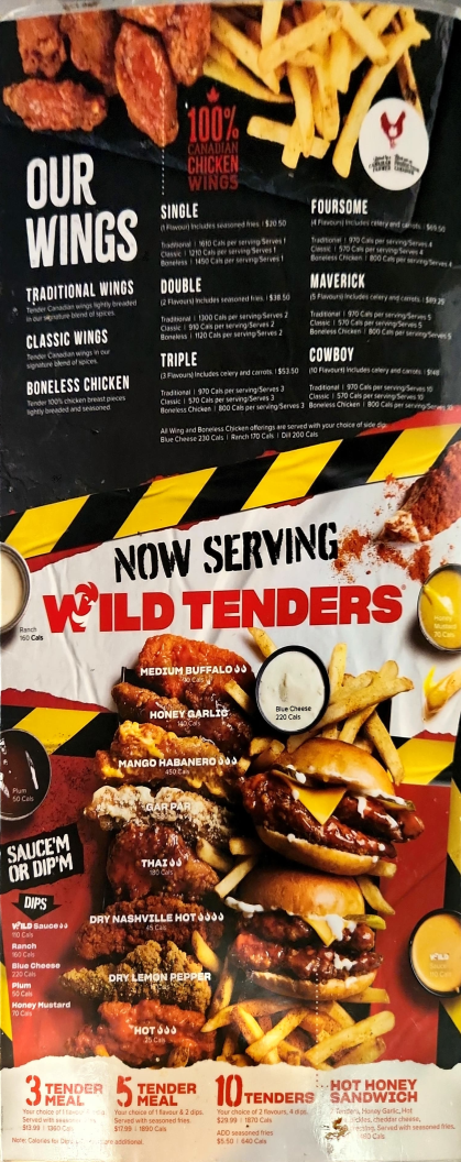Menu, Wild Wing