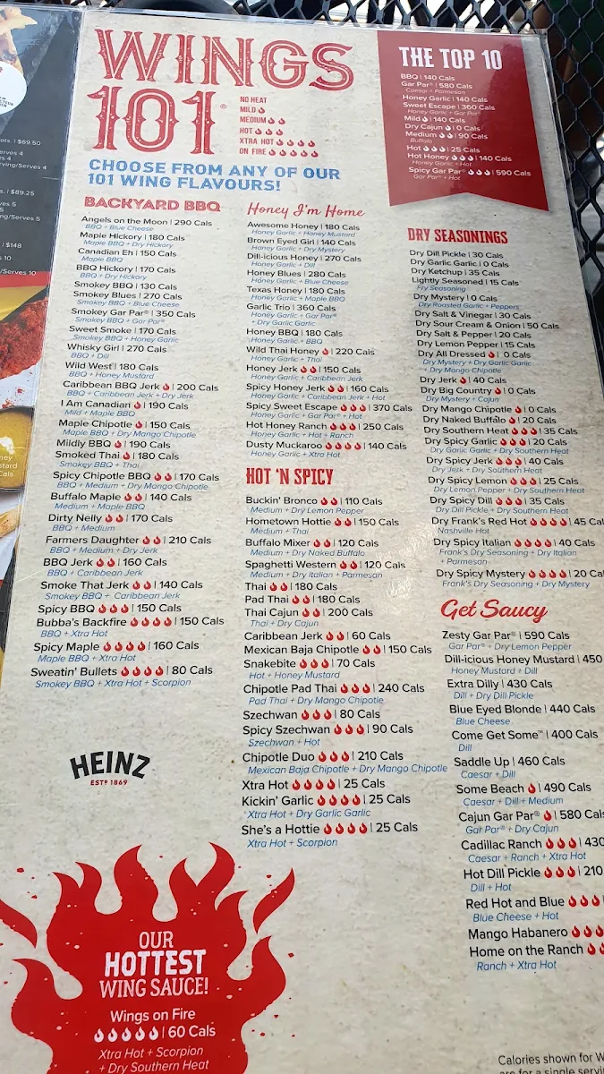 Menu, Wild Wing