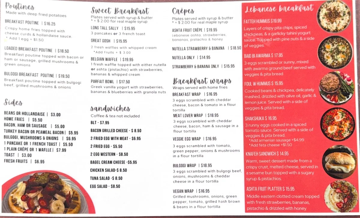 Menu, Miss Molly's Diner