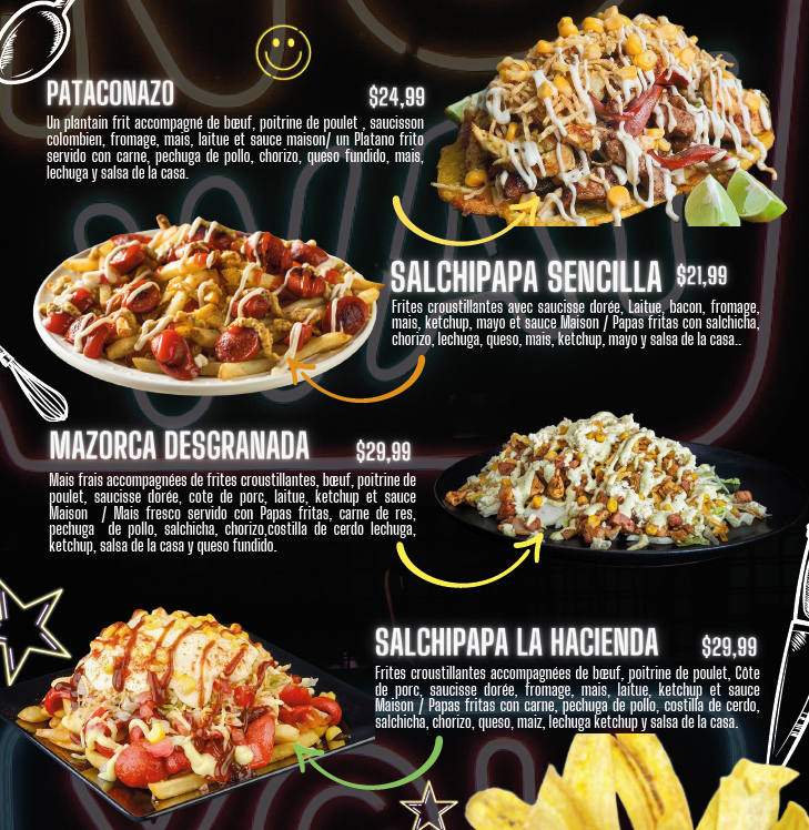 Menu, La Hacienda Resto-Bar