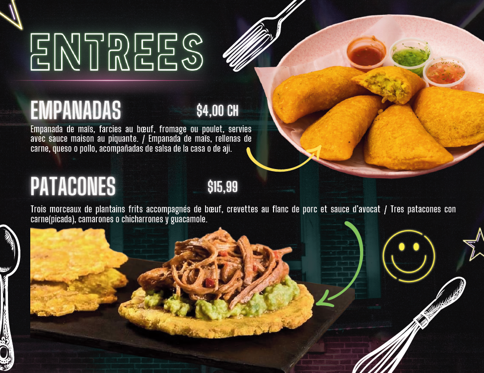 Menu, La Hacienda Resto-Bar