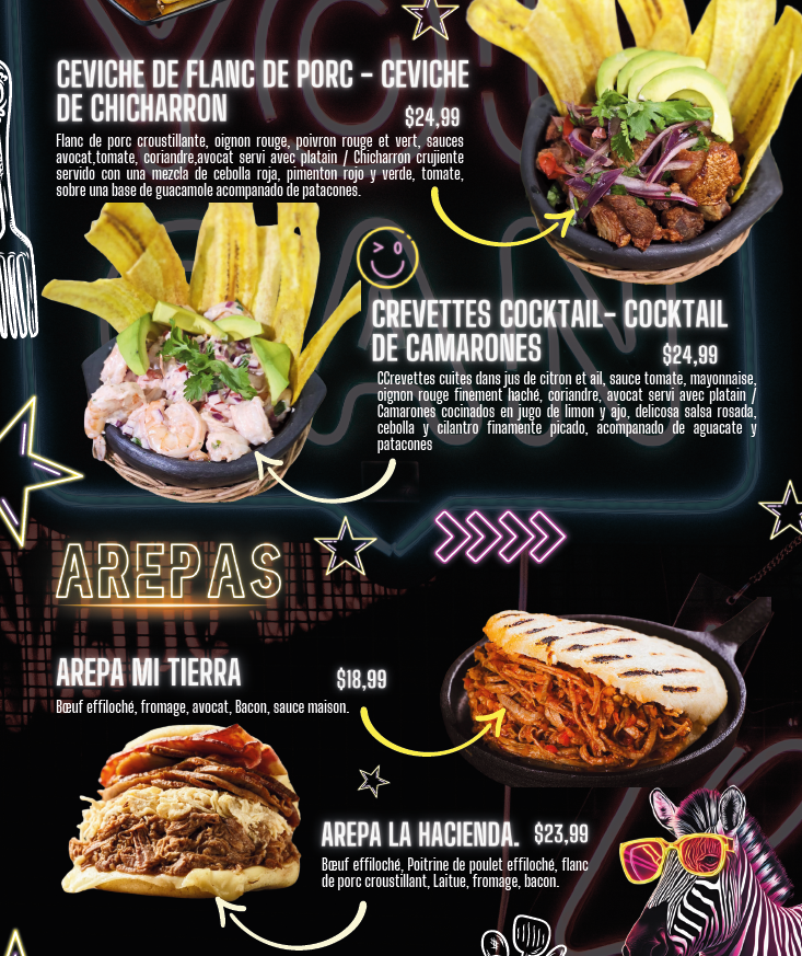 Menu, La Hacienda Resto-Bar