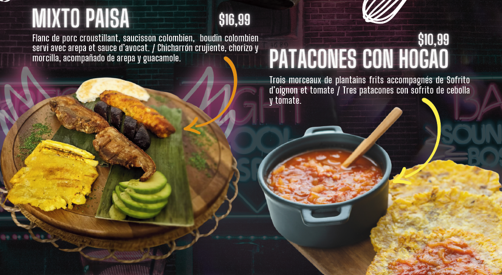 Menu, La Hacienda Resto-Bar