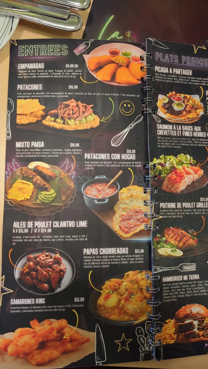 Menu, La Hacienda Resto-Bar