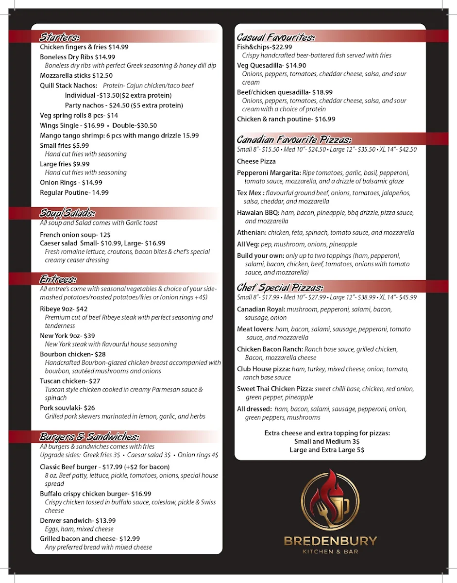 Menu, Bredenbury Kitchen & Bar