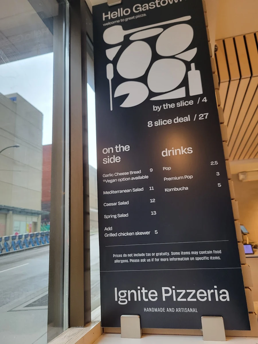 Menu, Ignite Pizzeria Gastown (Express)