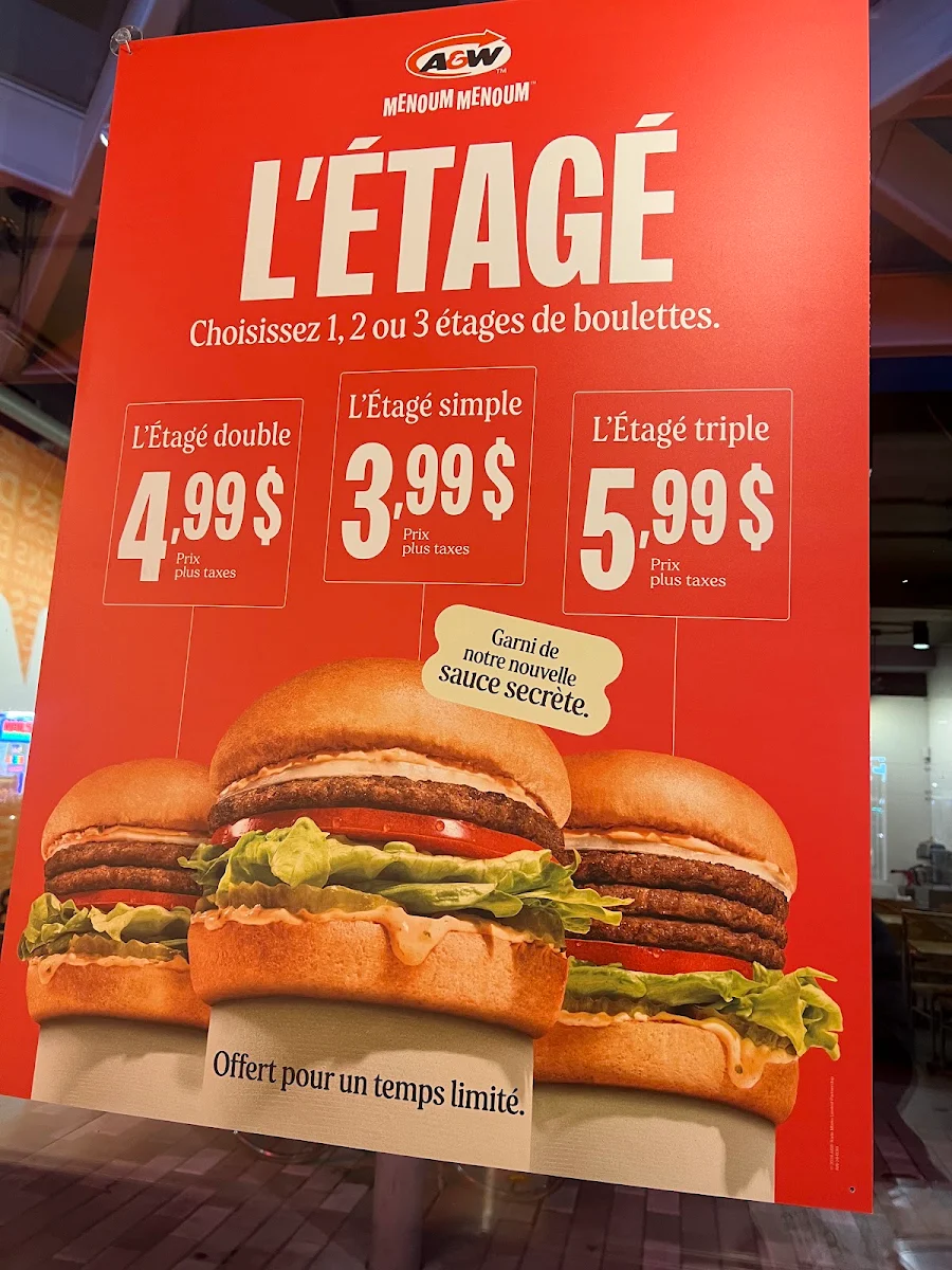 Menu, A&W Canada