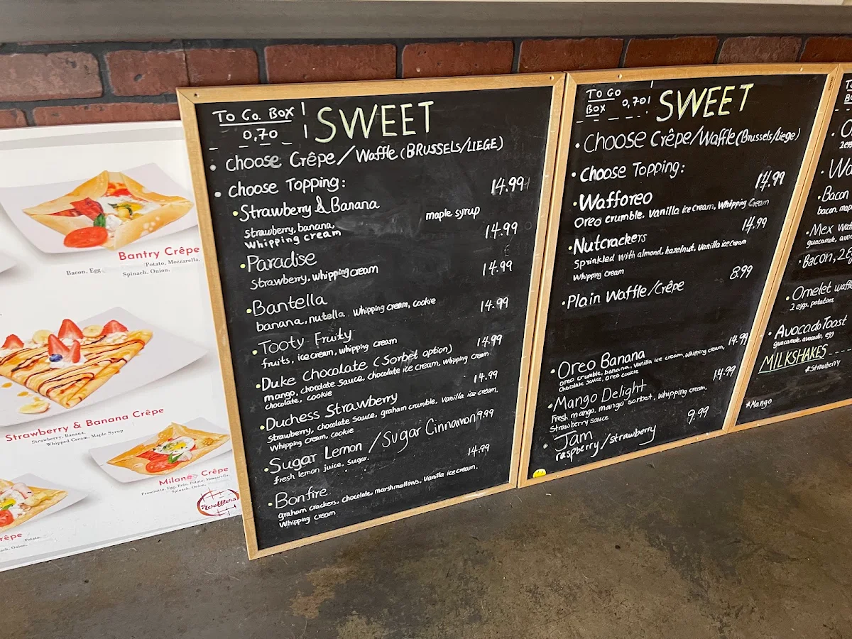 Menu, Belgian Waffle Bar