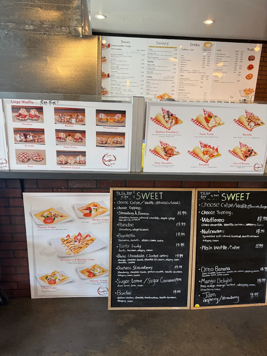 Menu, Belgian Waffle Bar