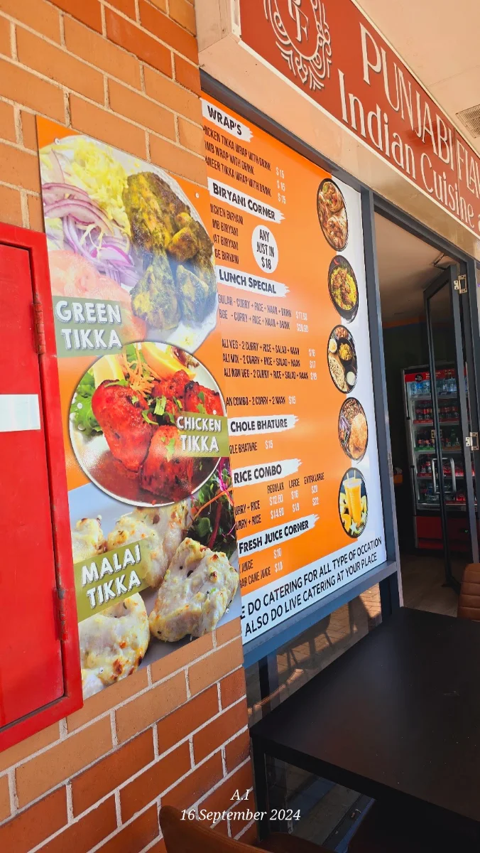 Menu, punjabi flavours
