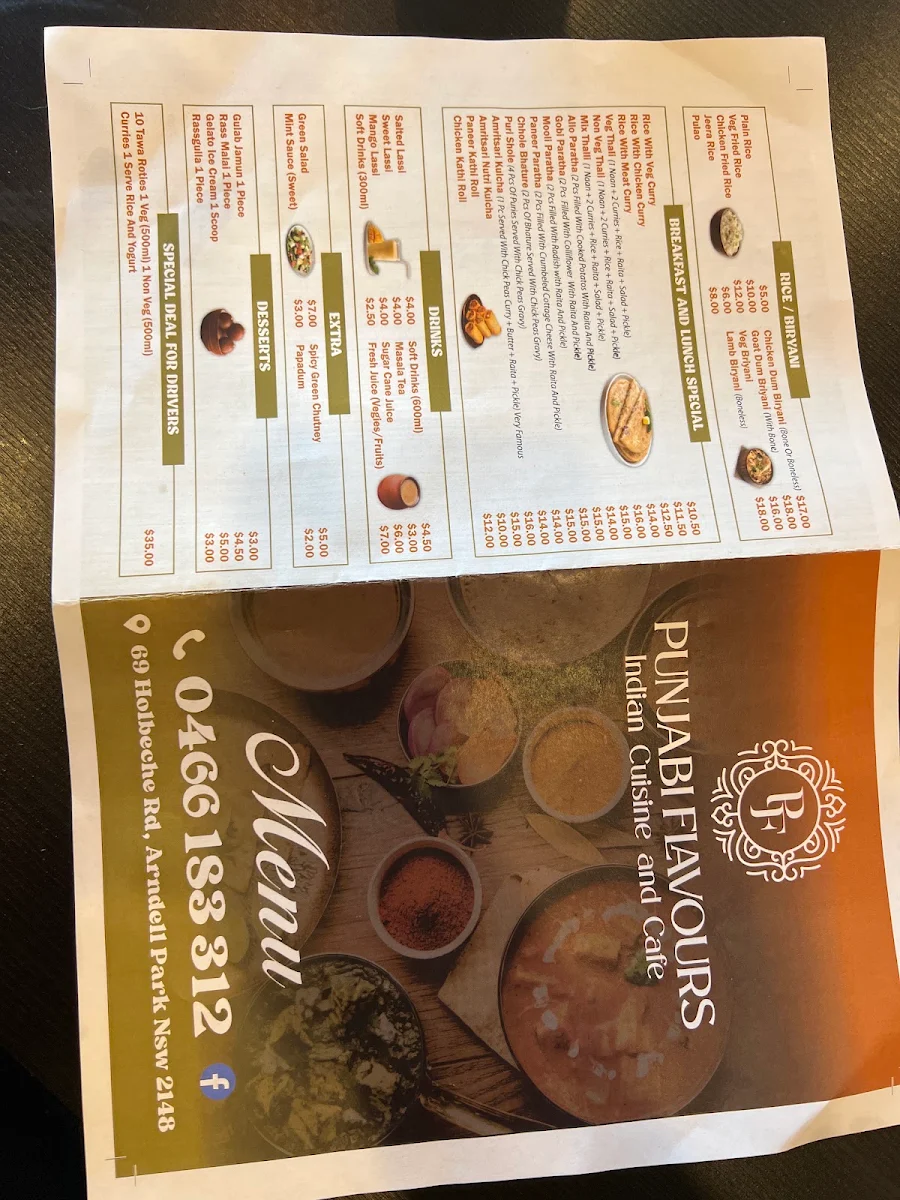 Menu, punjabi flavours