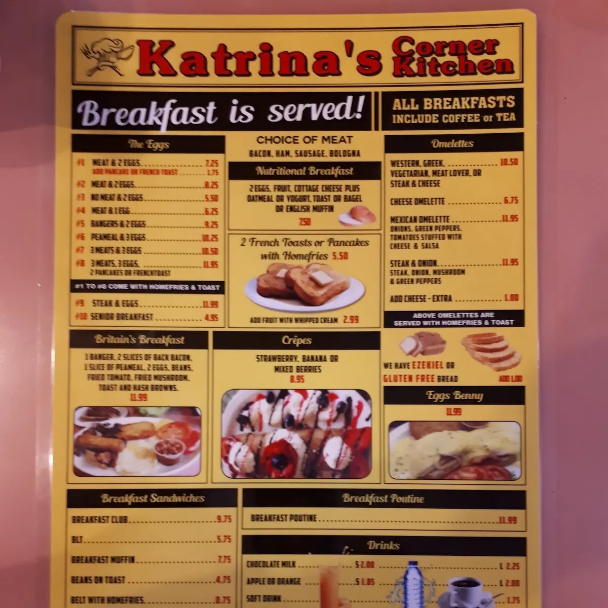 Menu, Katrina's Corner Kitchen
