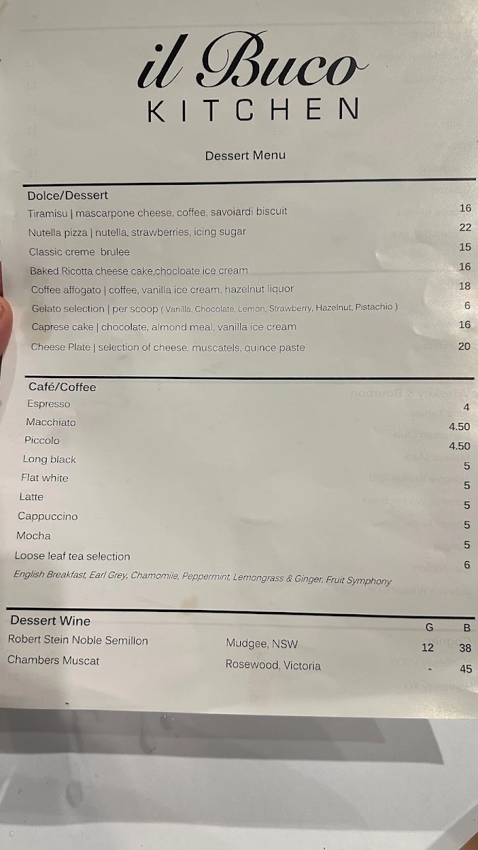 Menu, il Buco Kitchen