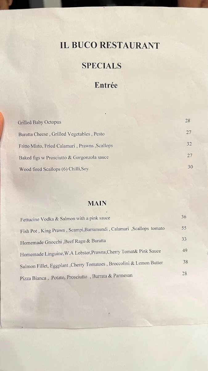 Menu, il Buco Kitchen
