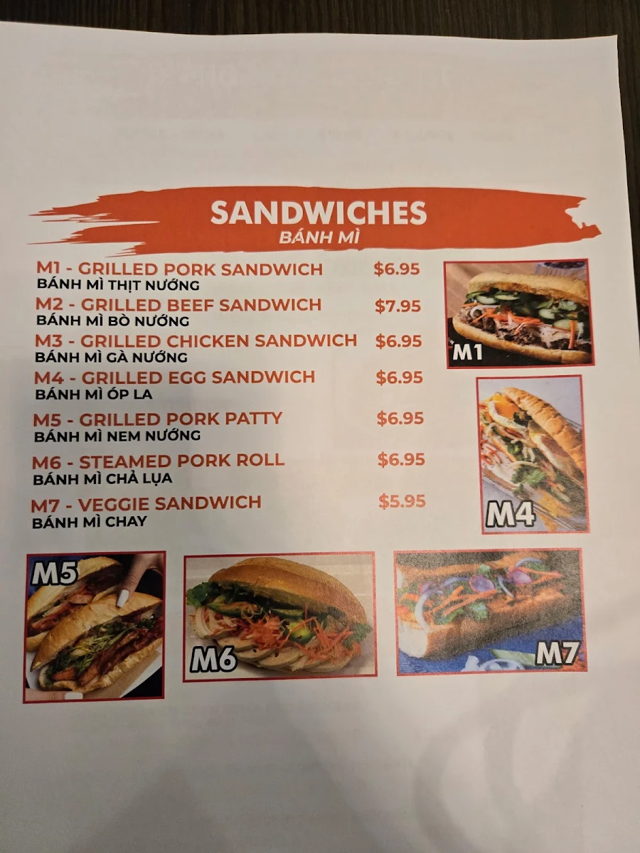 Menu, Pho PAPA Vietnamese Restaurant