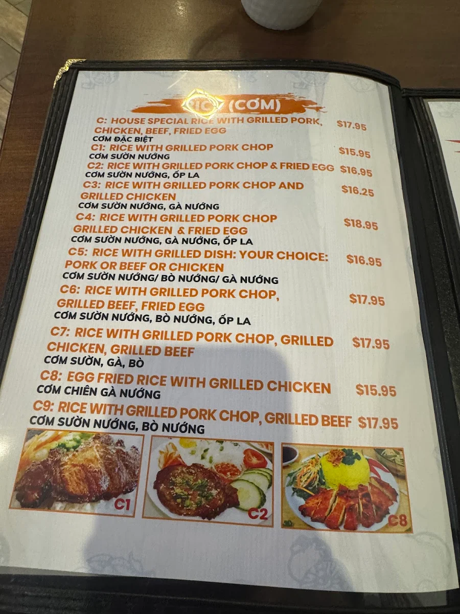 Menu, Pho PAPA Vietnamese Restaurant